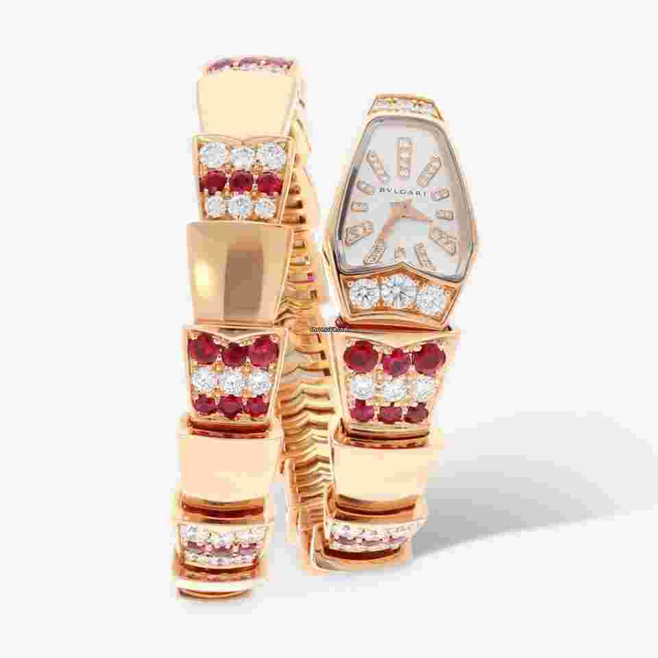 Bulgari Serpenti
18K Rose Gold Diamond and Ruby Quartz Ladies Watch