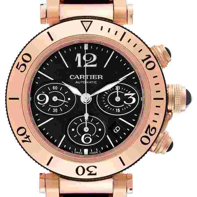 Cartier Pasha Seatimer
                           
                                 Rose Gold Black Dial Mens Watch W301980M