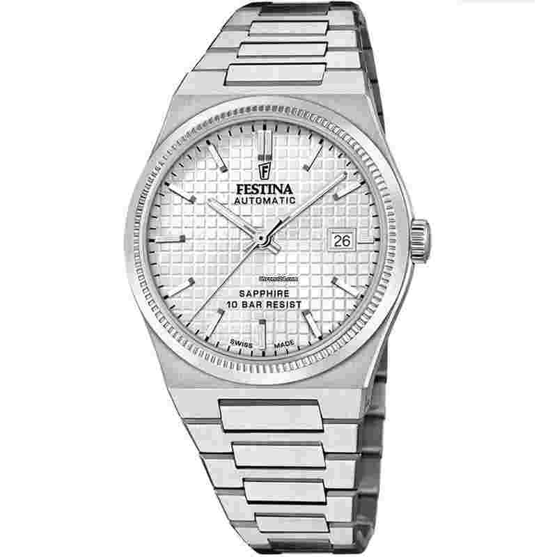 Festina
                           
                                 Swiss Made AUTO 40MM Silver Dial SS Men's Watch F20028-1