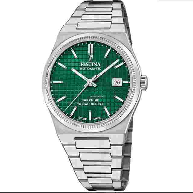 Festina
                           
                                 Swiss Made AUTO 40MM Green Dial SS Men's Watch F20028-3