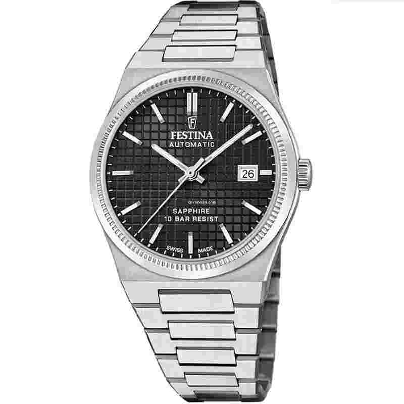 Festina
                           
                                 Swiss Made AUTO 40MM Black Dial SS Men's Watch F20028-4
