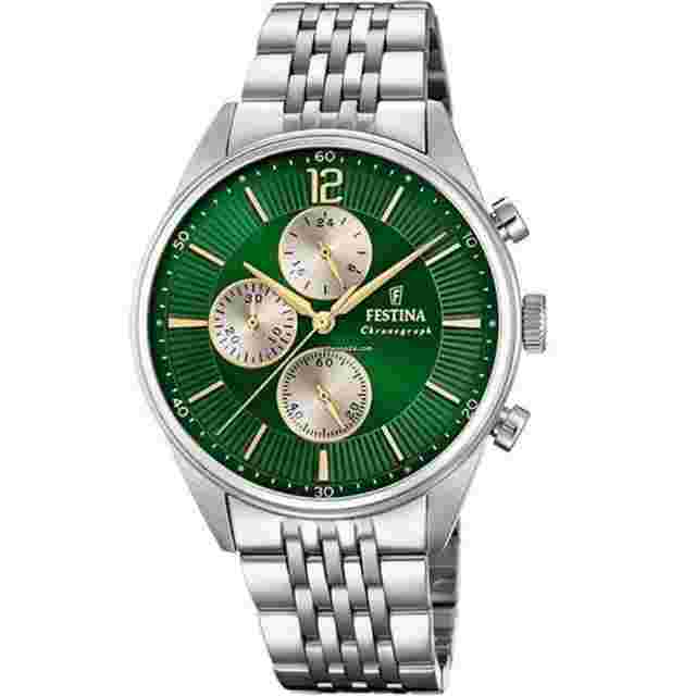 Festina
                           
                                 Timeless 41.5MM CHRONO Green Dial Men's Watch F20285-9