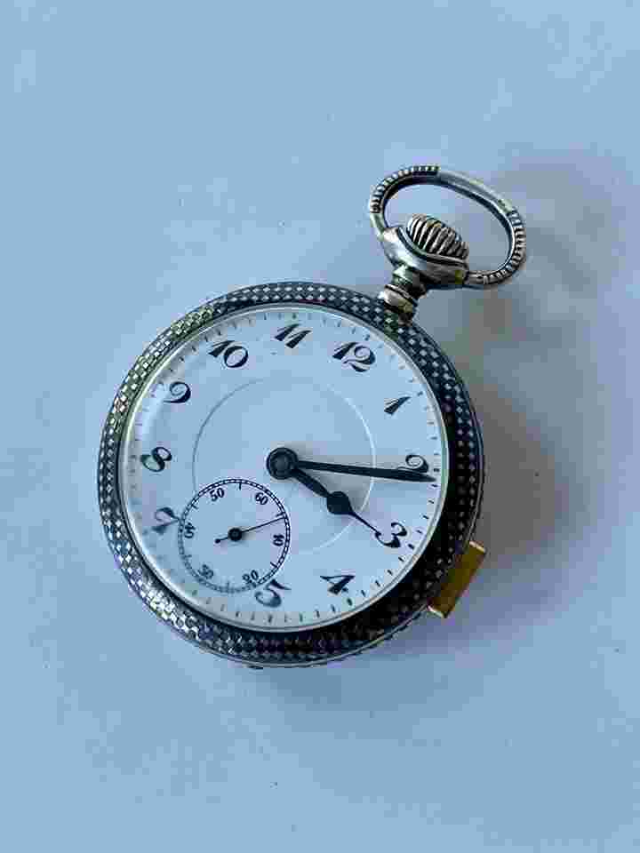 Gander Repeater Chronometer Sterling Silver Enameled Niello Porcelain Dial Pocket Watch Swiss