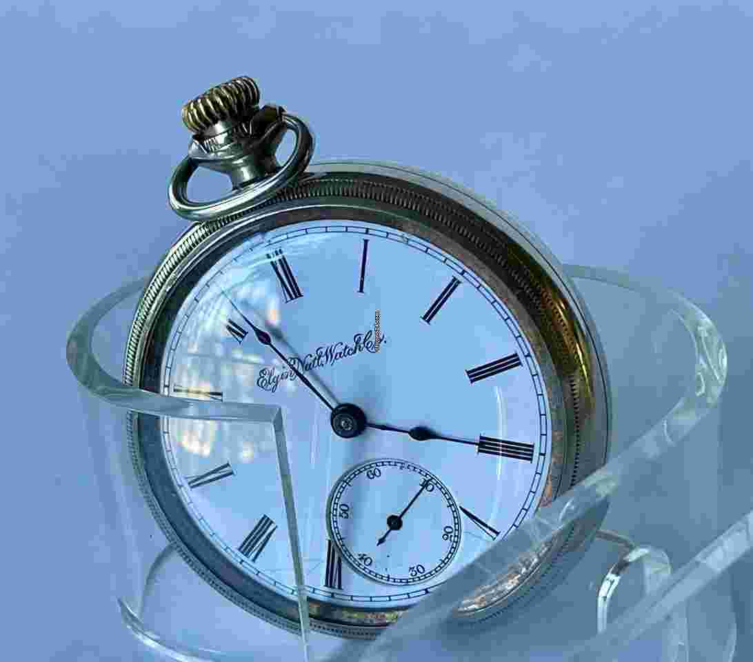 Elgin
                           
                                 Railroad Stainless Steel 14K (585) Rose Gold Inlay Train Antique Pocket Watch Made in USA