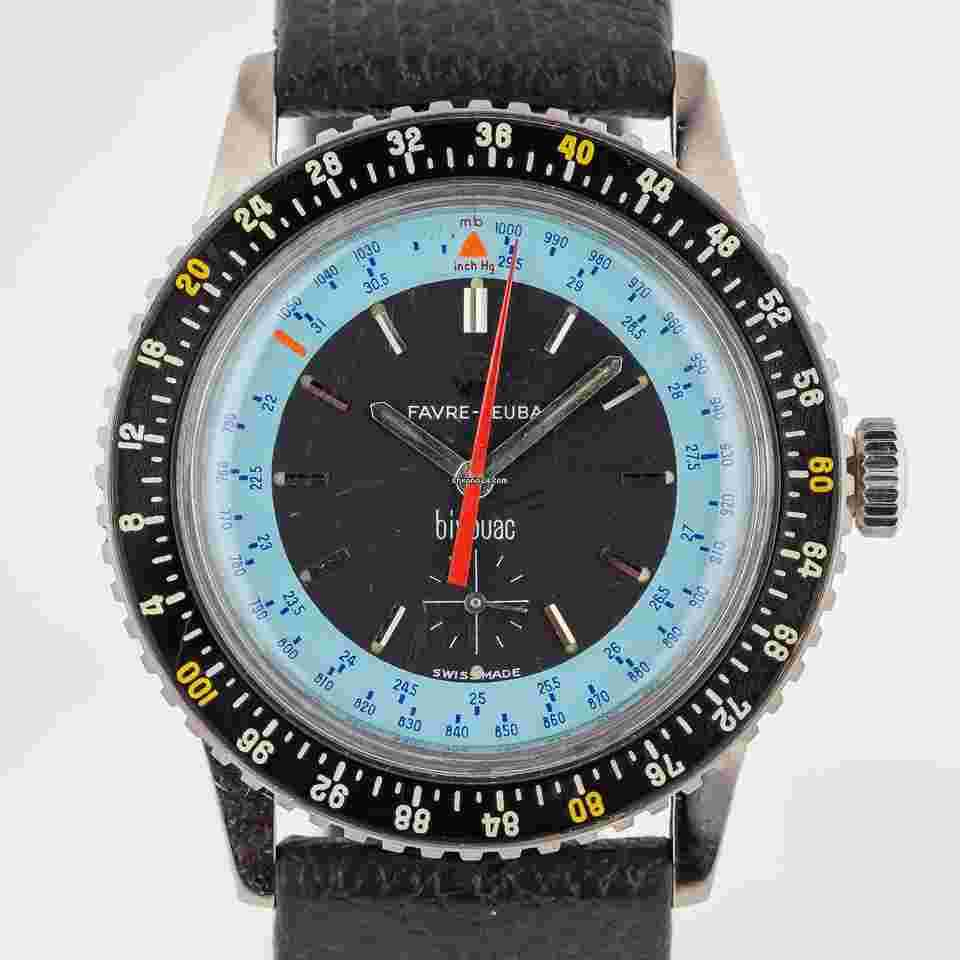 Favre-Leuba
Bivouac Ref 53203 Men’s Stainless Steel Aneroid Barometer Manual 1962