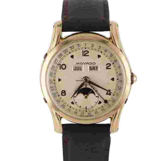 Movado
                           
                                 VINTAGE Movado Triple Date Moonphase Rolled Gold Champagne 33.5mm R64928 Watch