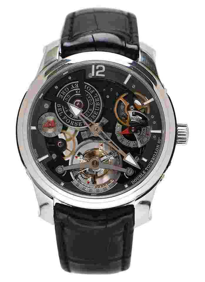 Greubel Forsey Double Tourbillon 30°
                           
                                 Bi-Color Technique in Platinum Unique Edition 22 pieces on Black Leather Strap with Openwork Dial (Small Mark on Bezel at "6"