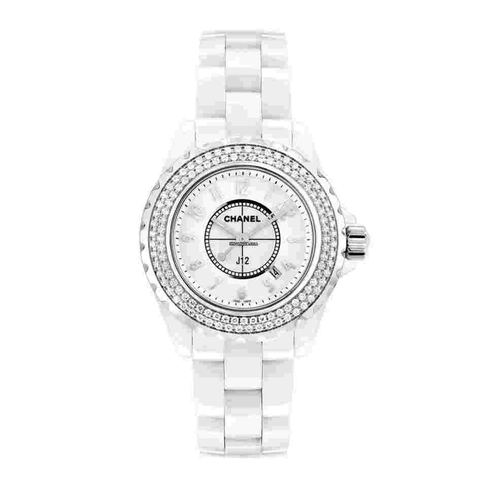 Chanel J12
                           
                                 H0967 White Ceramic Diamond Bezel White Arabic Dial 33 mm