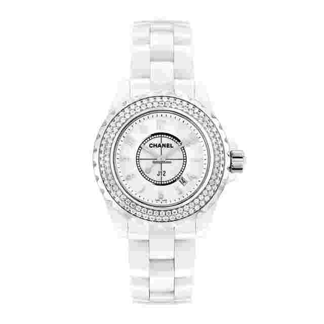 Chanel J12
                           
                                 H0967 White Ceramic Diamond Bezel White Arabic Dial 33 mm