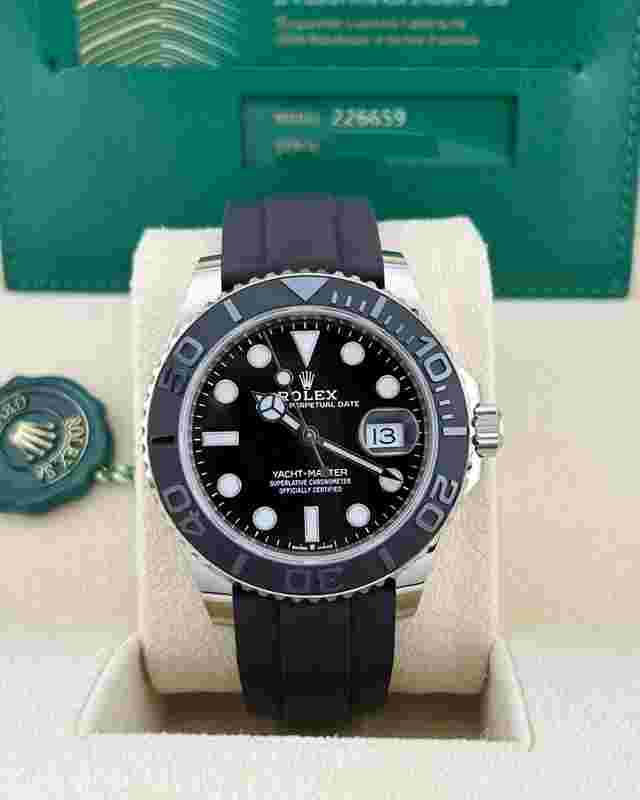 Rolex Yacht-Master 42
                           
                                 In Stock 2024 Yacht-Master Black Dial 226659 18k White Gold Oyster Flex Strap