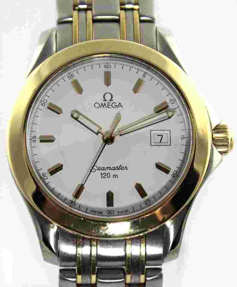 Omega Seamaster 120 M
                           
                                 2311.21 120M SWISS QUARTZ DATE 18K GOLD & STEEL MENS WHITE WATCH