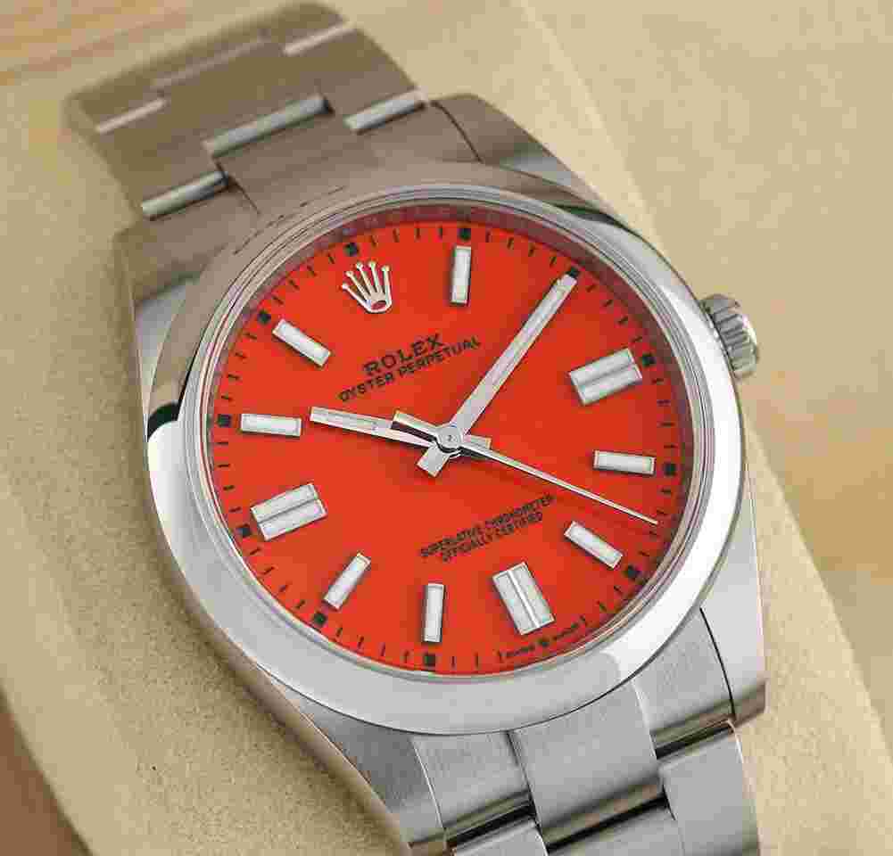 Rolex Oyster Perpetual 41
41mm Coral Red Novelty Superalloy 904L Steel Rare Edition 124300-0007