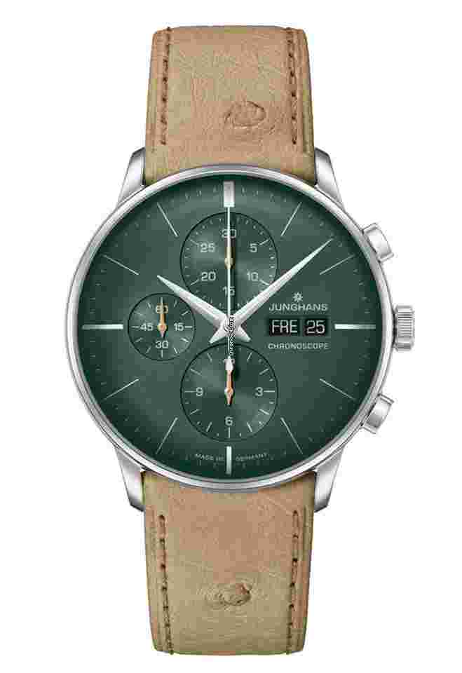 Junghans Meister Chronoscope
                           
                                 Green Dial Leather Strap Watch 27/4222.03