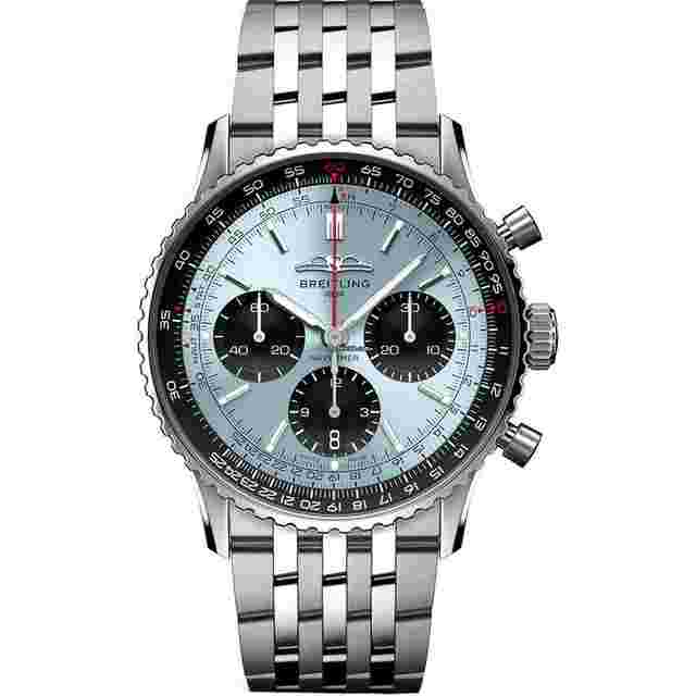 Breitling
                           
                                 Super Navitimer B01 Ice Blue Dial 41mm AB0139241C2A1 Stainless Steel Watch 2024