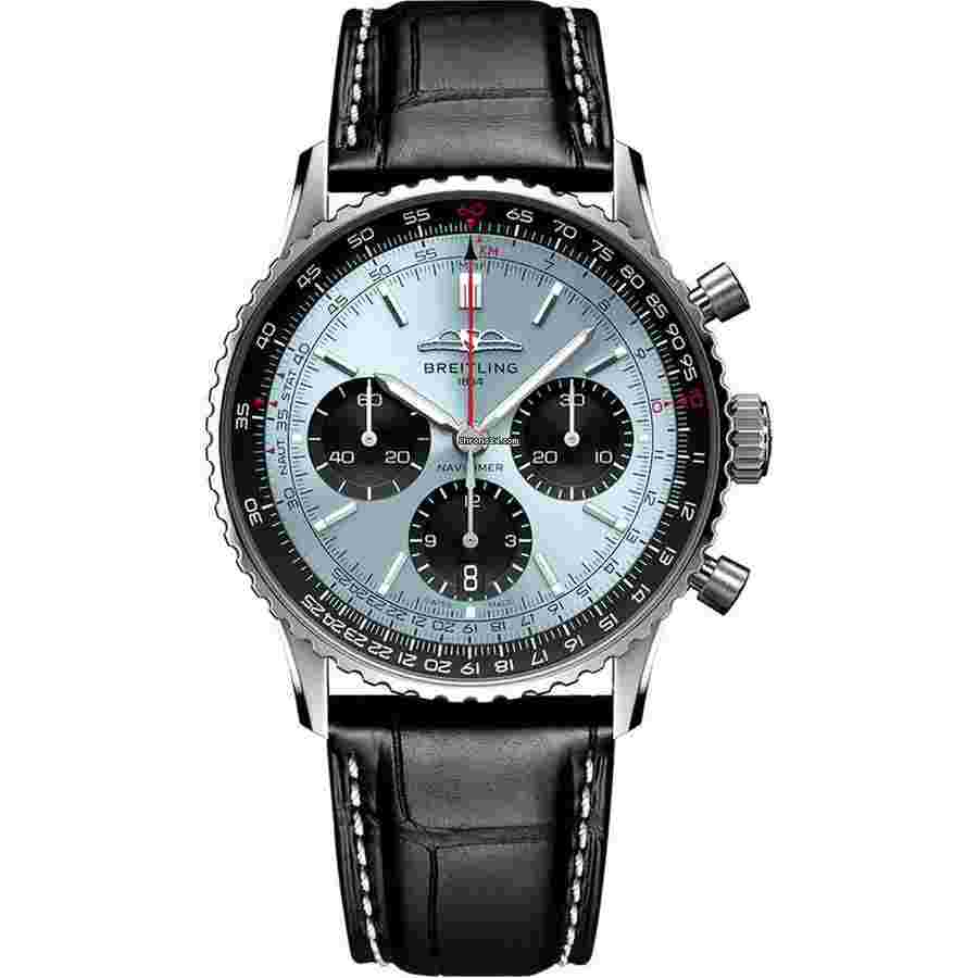 Breitling
Super Navitimer B01 41mm AB0139241C2P1 Stainless Steel With Black Leather Watch Ice Blue Dial 2024