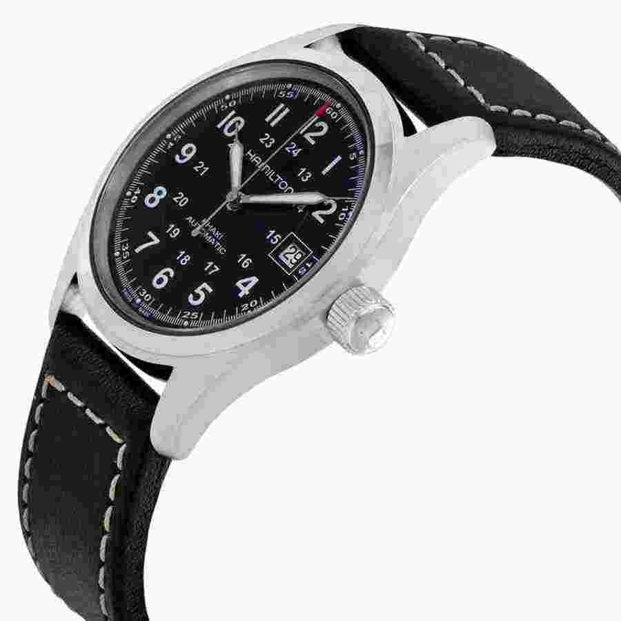 Hamilton Khaki Field
                           
                                 Automatic 38mm Ref. H70455733 Black Dial Black Leather Strap