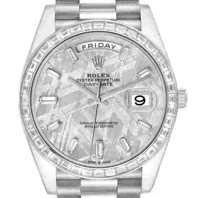 Rolex Day-Date 40
                           
                                 President Platinum Meteorite Diamond Mens Watch 228396 Unworn