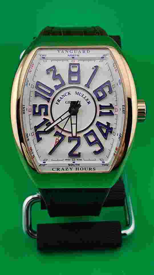 Franck Muller
Vanguard Crazy Hours 18k gold Asia limited Edition.