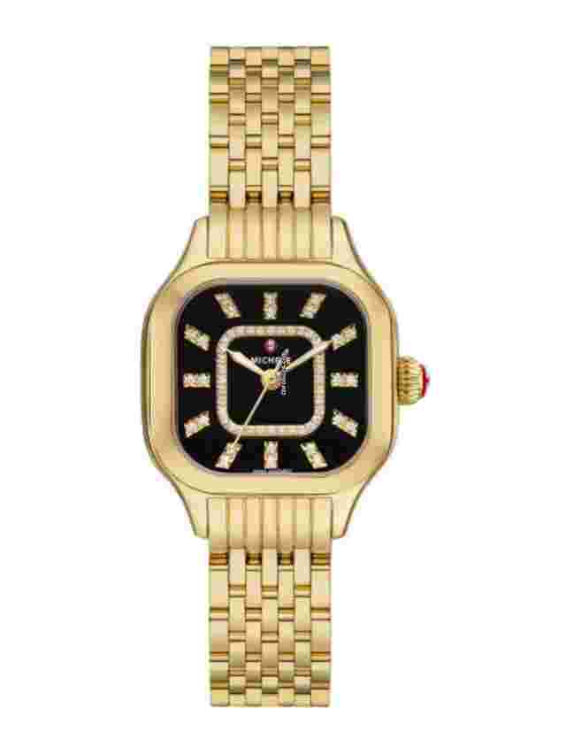 Michele
                           
                                 MWW33B000016 Meggie 29mm Gold Tone Steel Black Dial Quartz Women's Watch