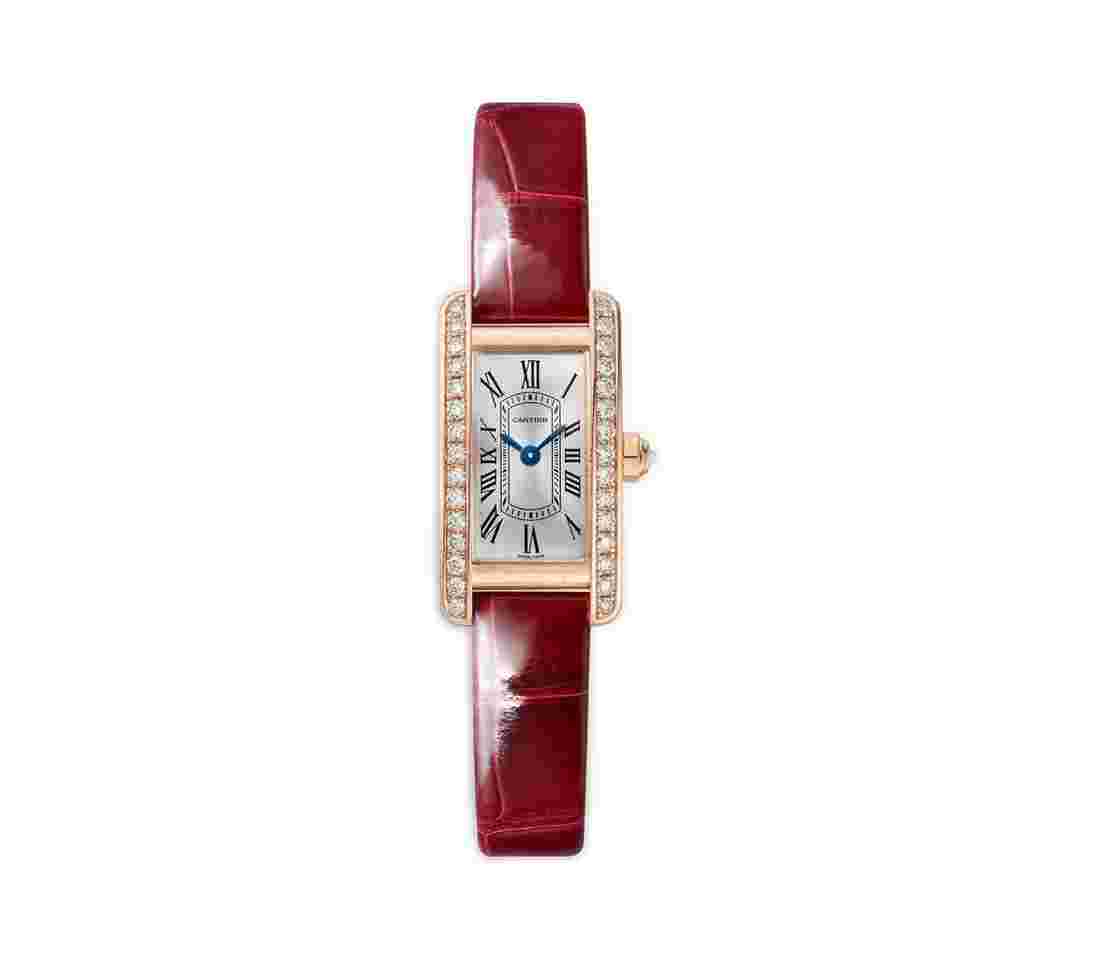 Cartier Tank Américaine
15mm Tank Americaine 18k Rose Gold Diamond Bezel Quartz