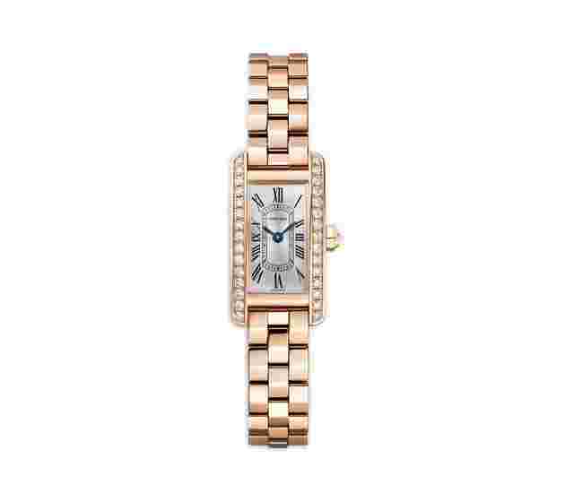 Cartier Tank Américaine
                           
                                 15mm Tank Americaine Diamond Bezel 18k Rose Gold Bracelet Quartz