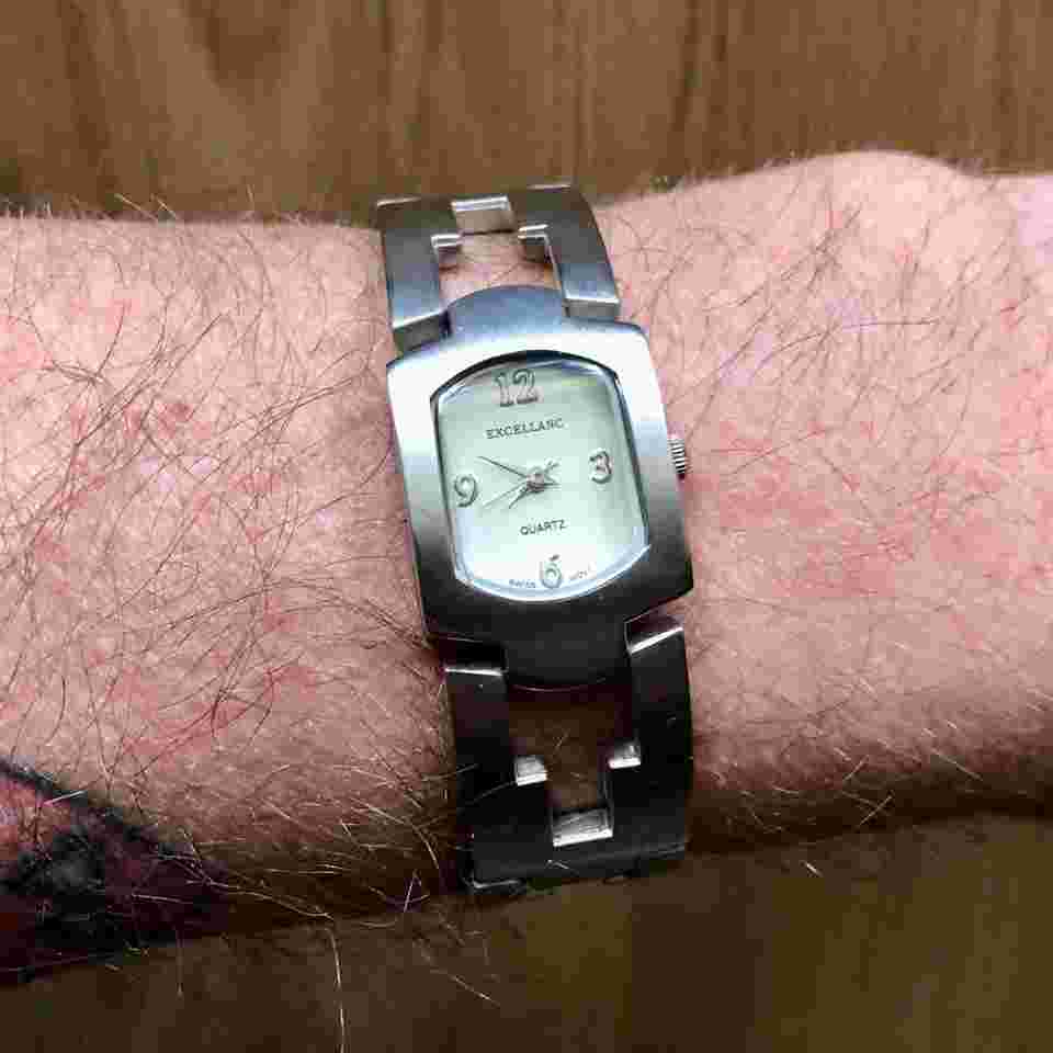 Excellanc - SWISS quartz / ETA movt / BAUHAUS style MATTE steel / GERMANY brand / RARE vintage 1980s / TOP CONDITION / Keeps GOOD TIME / NEW battery ORIGINAL bracelet 