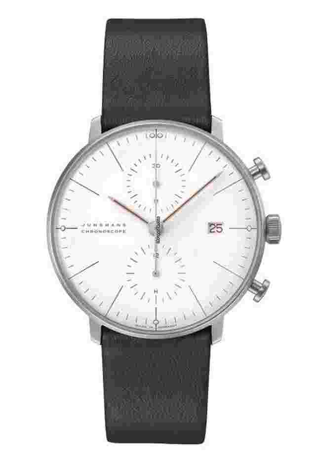 Junghans max bill Chronoscope
                           
                                 Bauhaus White Dial Leather Strap Watch 27/4303.02