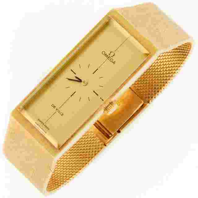 Omega
                           
                                 Vintage De Ville Ladies 18K Gold Long Rectangular Bracelet BA.711.8324