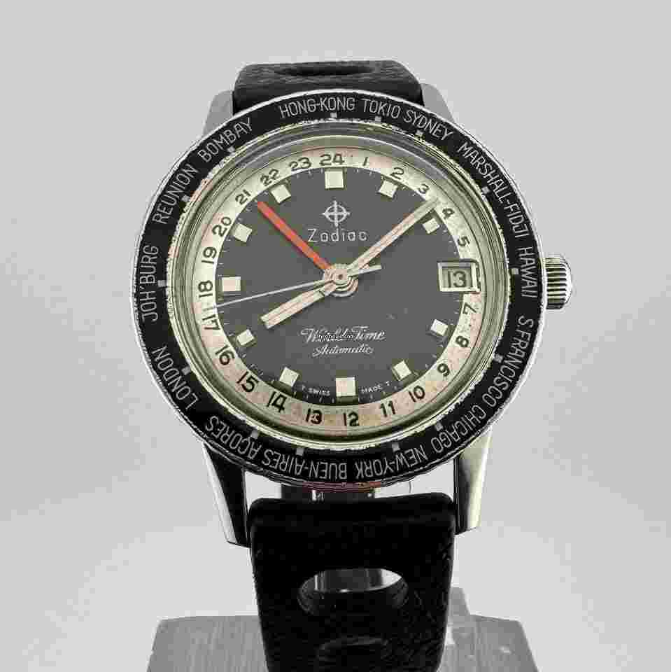 Zodiac
                           
                                 World Time Aereospace GMT Automatic Bakelite Bezel Bracelet Nsa Box Originale