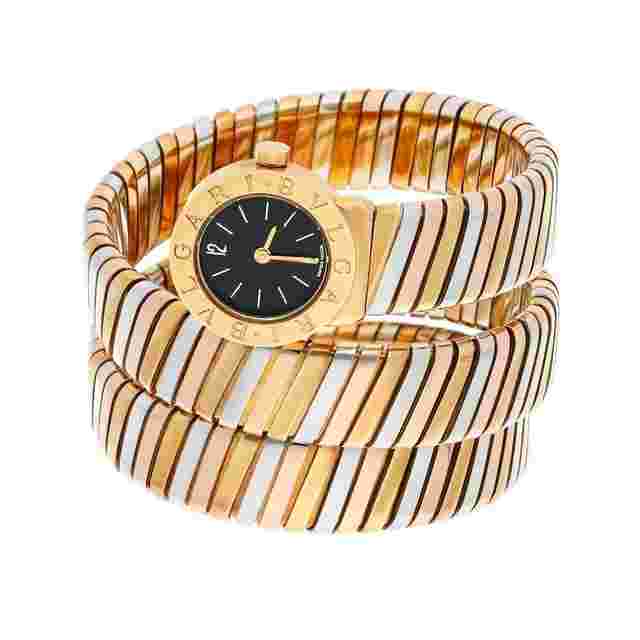 Bulgari
                           
                                 Vintage Serpenti Tubogas Quartz 19mm 18k Tri-Color Ladies Watch BB 19 1T