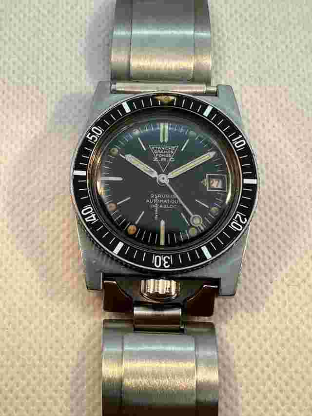 ZRC Etache Grand Fonds vintage type 3 Vintage staal en leren band ! 1960's