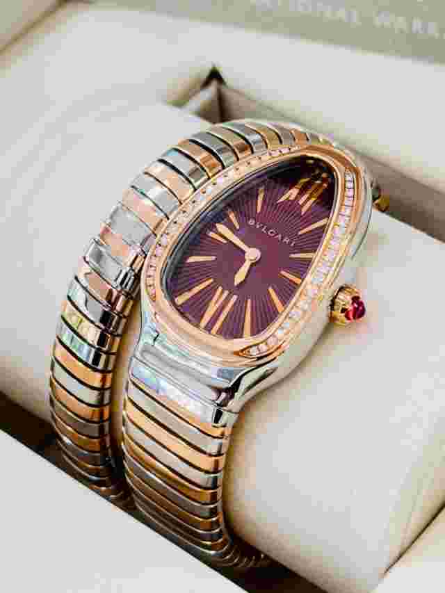Bulgari Serpenti
                           
                                 103071 Tubogas Gold Steel Diamonds 35mm Box Papers Unworn