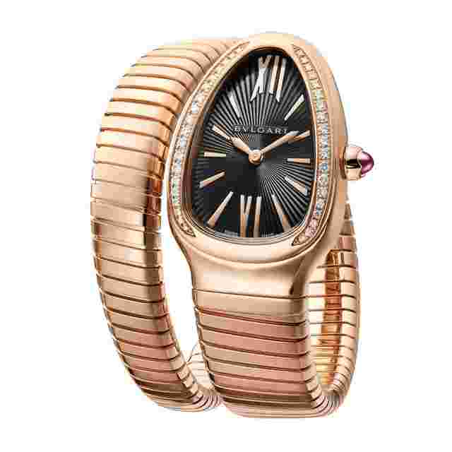 Bulgari Serpenti
                           
                                 Tubogas 18k Rose Gold 35mm Diamond Black Oplaine Guilloché Soleil Edition