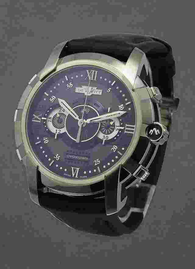 Dewitt
                           
                                 Glorious Knight 46mm Chronograph Automatic in Stainless Steel On Black Leather Strap with Black Dial