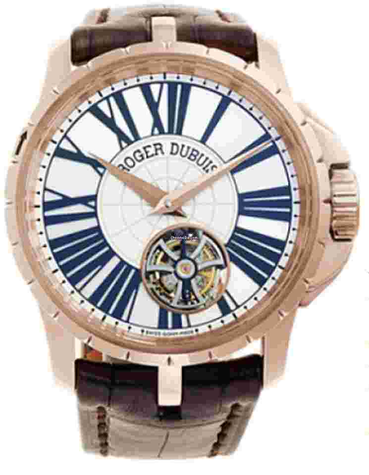 Roger Dubuis Excalibur
                           
                                 Minute Repeater Flying Tourbillon 45mm in Rose Gold on Brown Leather Strap with White Dial - Limited Edition of 28 Pieces