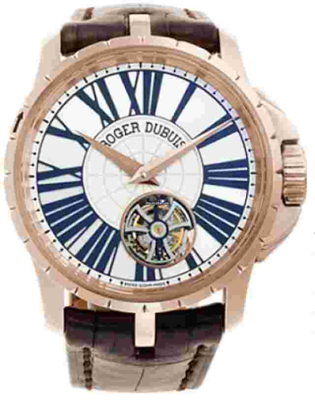 Roger Dubuis Excalibur
                           
                                 Minute Repeater Flying Tourbillon 45mm in Rose Gold on Brown Leather Strap with White Dial - Limited Edition of 28 Pieces