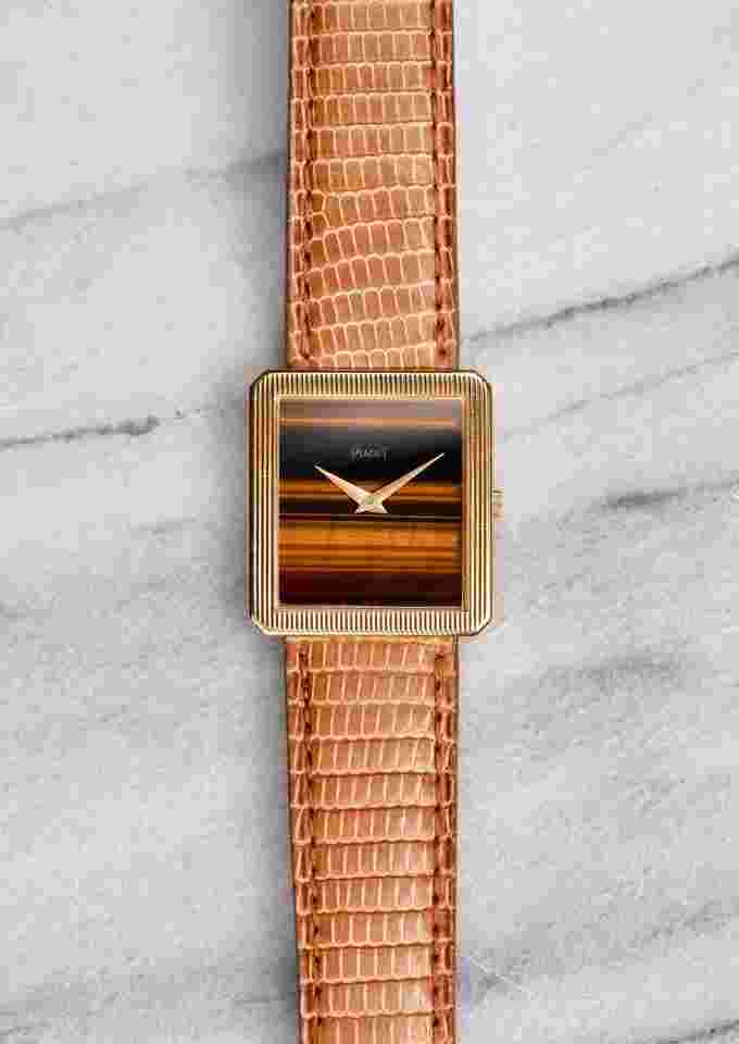 Piaget
                           
                                 Reference Protocol Vintage Manual Wind 70s 18K Yellow Gold Tiger Eye Dial Serviced.
