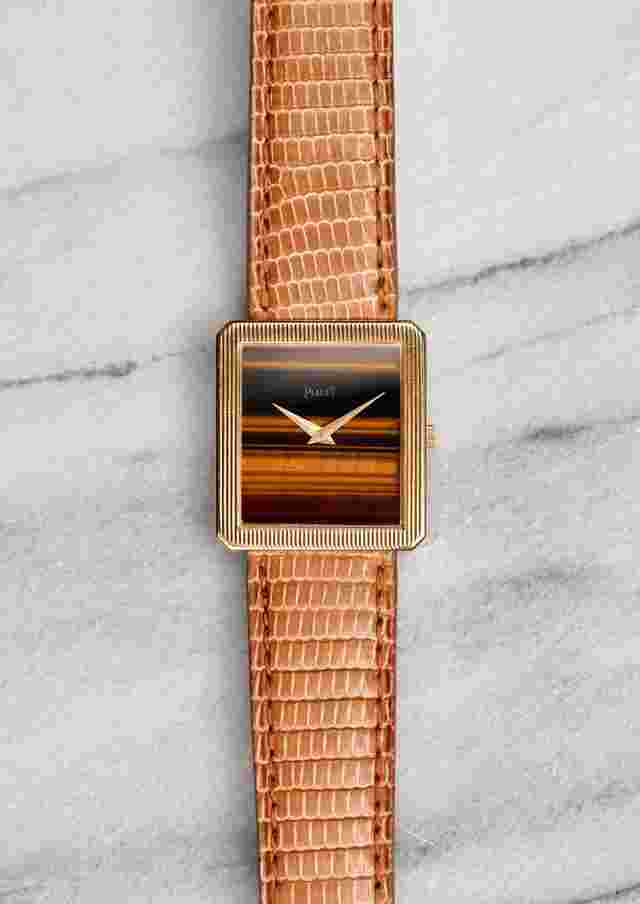 Piaget
                           
                                 Reference Protocol Vintage Manual Wind 70s 18K Yellow Gold Tiger Eye Dial Serviced.