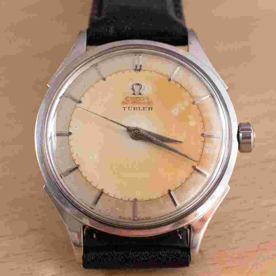 Omega Classic
Vintage 1953 jumbo size automatic original patina Turler dial