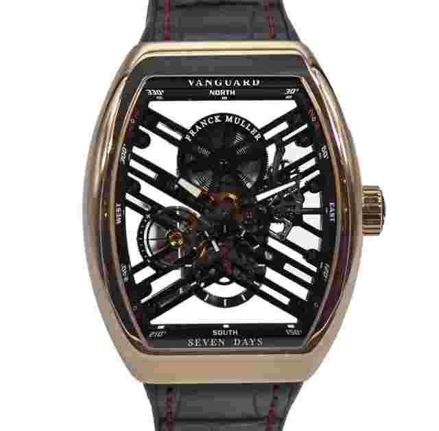 Franck Muller Vanguard
                           
                                 Skeleton Dial Seven Days Rose Gold Crocodile Bracelet V 45 S6 SQT MVT NR 5N NR