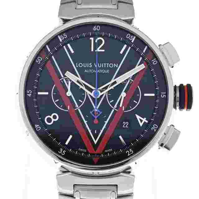 LOUIS VUITTON QA163 Tambour GM Damier World Tour Men's Watch From Japan G0814