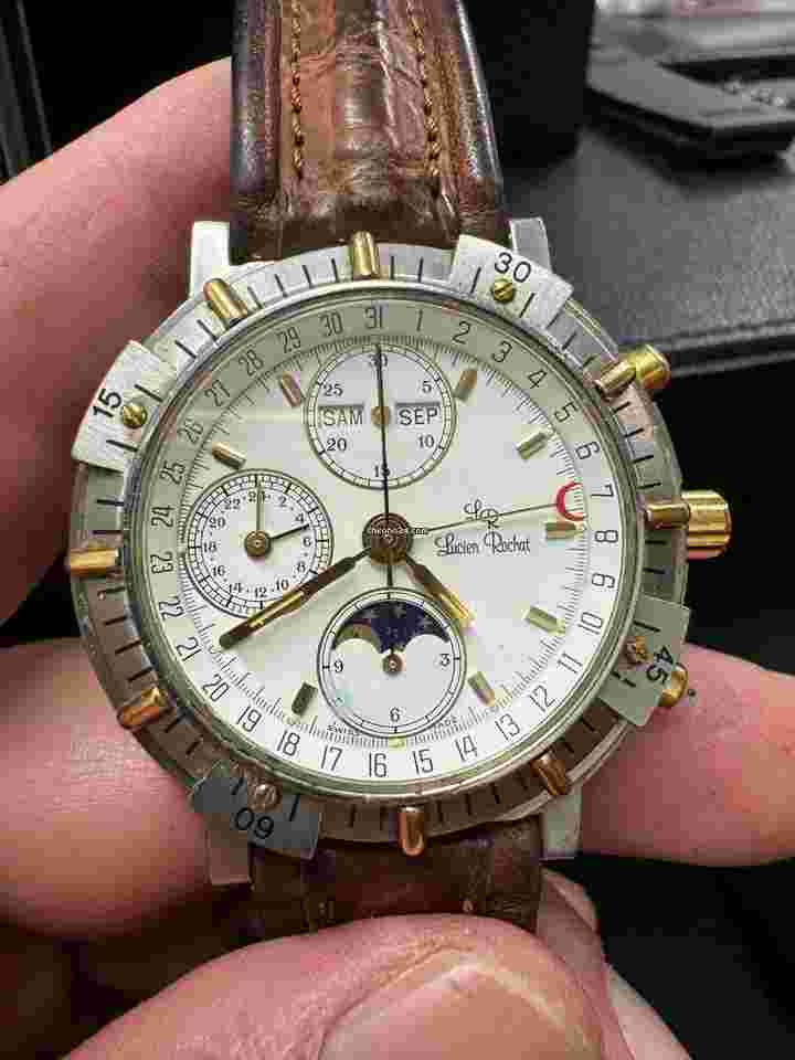 Lucien Rochat Chronograph oro Gold steel acciaio fasi luna moon passe Day date