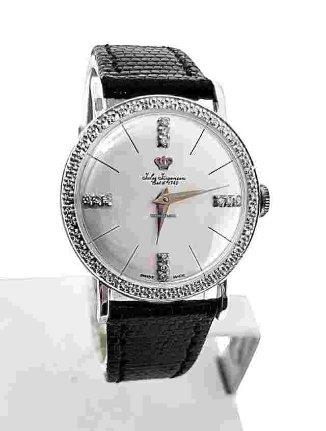 Jules Jürgensen
                           
                                 Vintage 14k White Gold JULES JURGENSEN Winding Watch with Diamonds c.1960s EXLNT