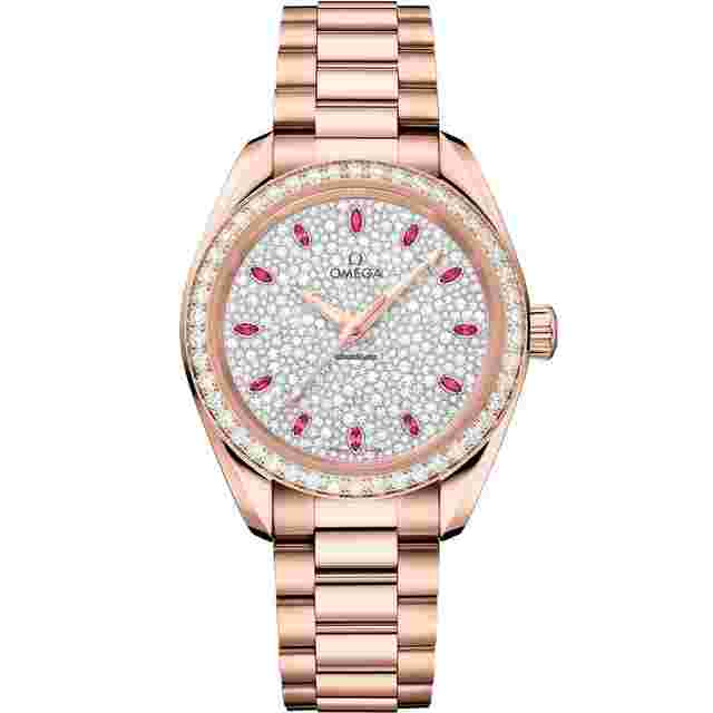 Omega Seamaster Aqua Terra
                           
                                 2025 New Seamaster Aqua Terra 150M Diamond Paved Dial Sedna Gold 34 mm