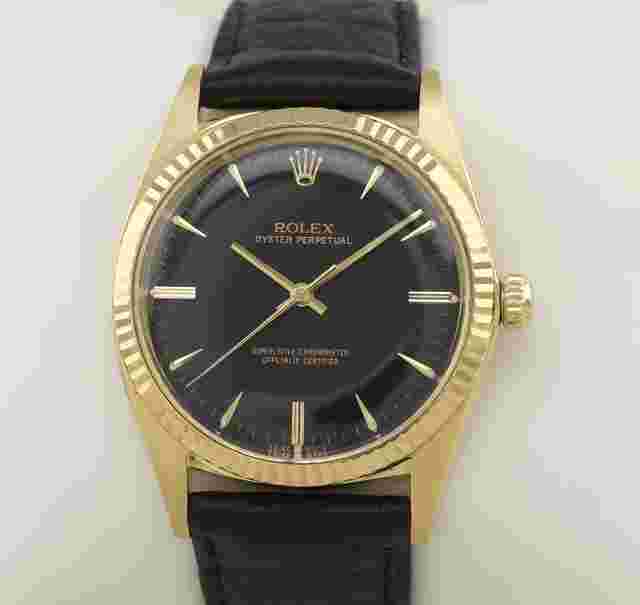 Rolex Oyster Perpetual 36
                           
                                 18K 1965 Gold Automatik Automatic schwarz gilt vintage rare oversize