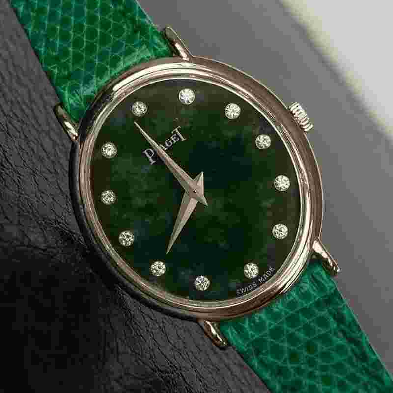 Piaget
                           
                                 Vintage Oval Lady WG Jade Dial with Diamond Indicators 9822 Rare