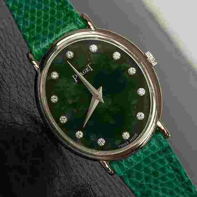 Piaget
                           
                                 Vintage Oval Lady WG Jade Dial with Diamond Indicators 9822 Rare