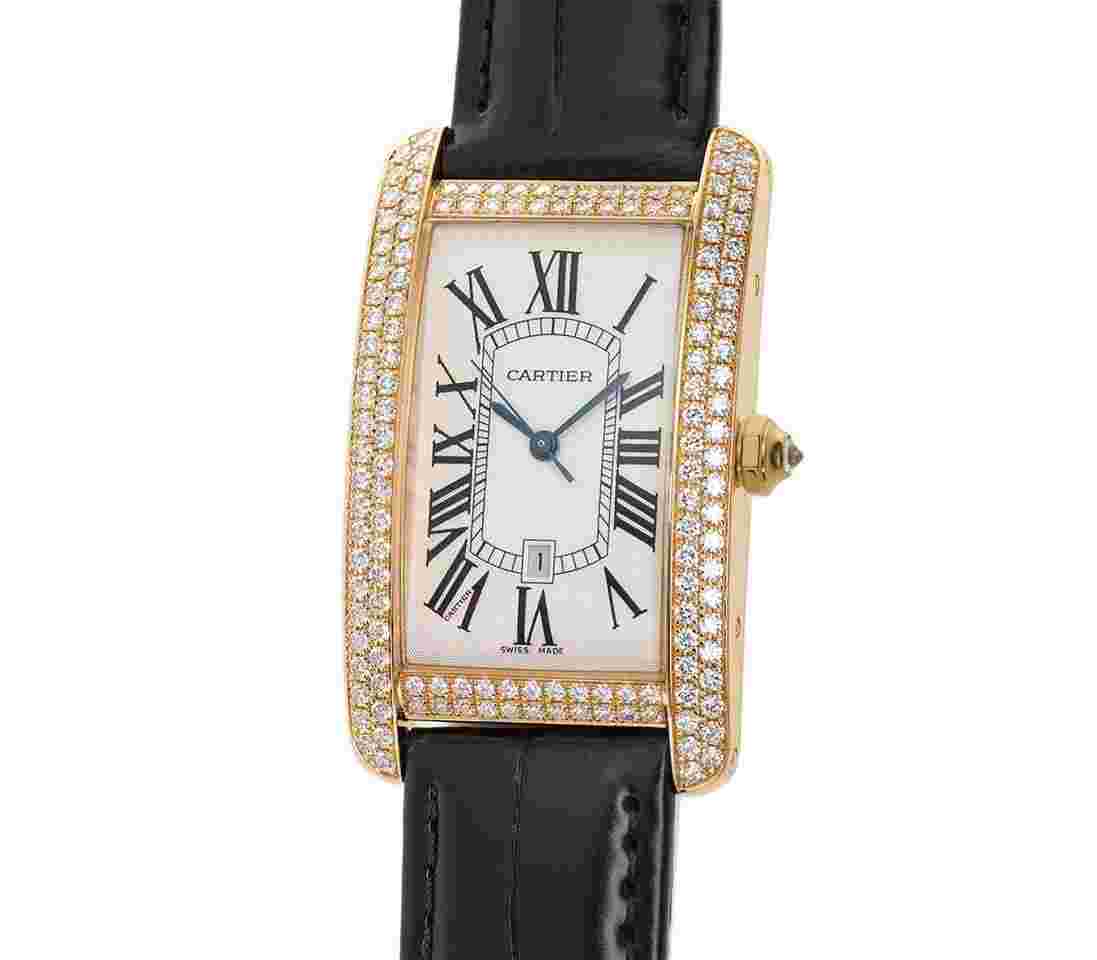 Cartier Tank Américaine
27mm Large Tank Americaine 18k RG Diamonds Auto 2012