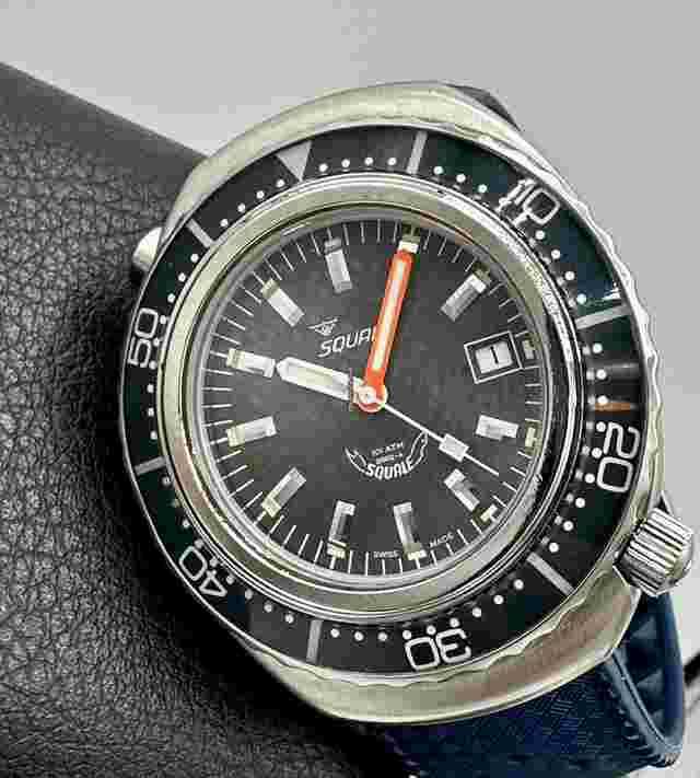Squale
                           
                                 Rare Squale Professional 101 Atmos Ref 2002A Blue/Grey 1000m Diver 44mm Swiss