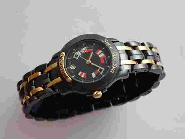 Memotime Corum Design Ladie's Black and Gold Swiss Watch 2005 New 